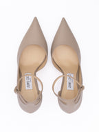 Jimmy Choo Taupe Grey Calf Leather Leona 85 Pumps