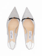 Jimmy Choo Silver Fine Glitter Amita 45 Slingback Pumps