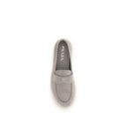 Prada Gray Calf Leather Bos Taurus Slip-On Loafers