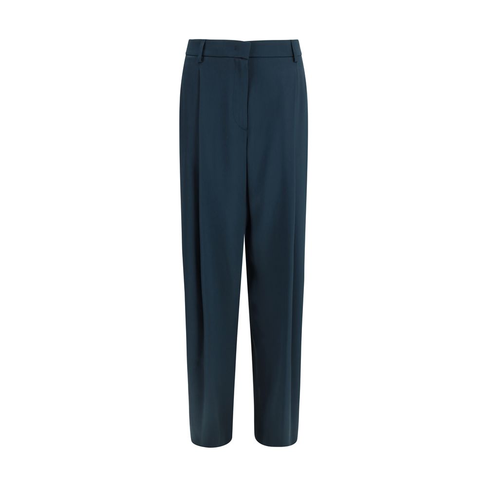 Giorgio Armani Blue Silk Casual Pants