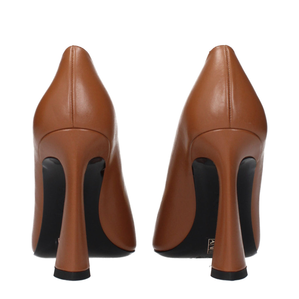 Versace Brown Leather High Heel Pumps