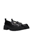 Versace Black Leather Platform Loafers