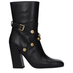 Versace Black Leather Ankle Boots