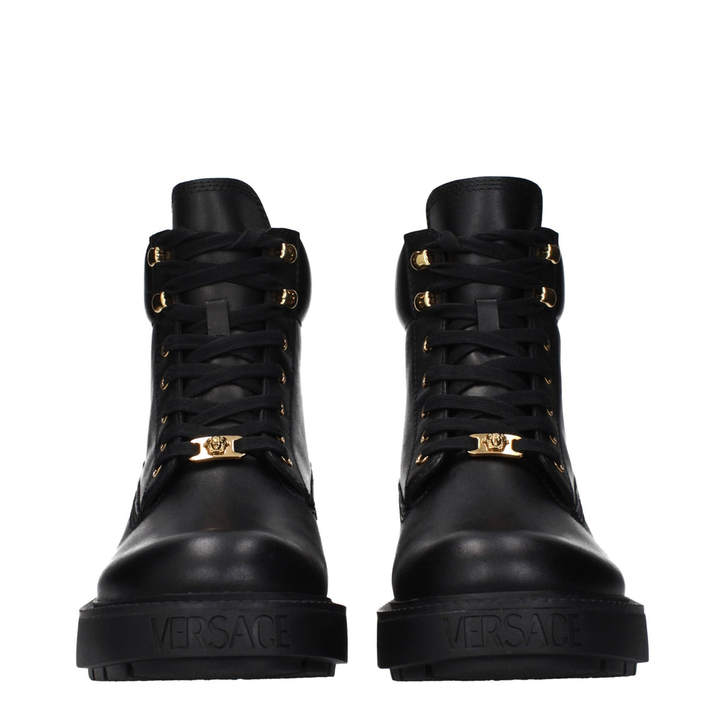 Versace Black Leather Ankle Boots