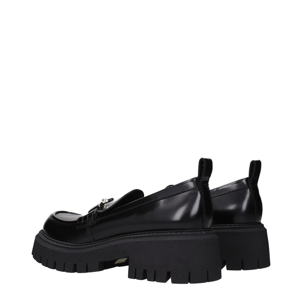 Versace Black Leather Platform Loafers