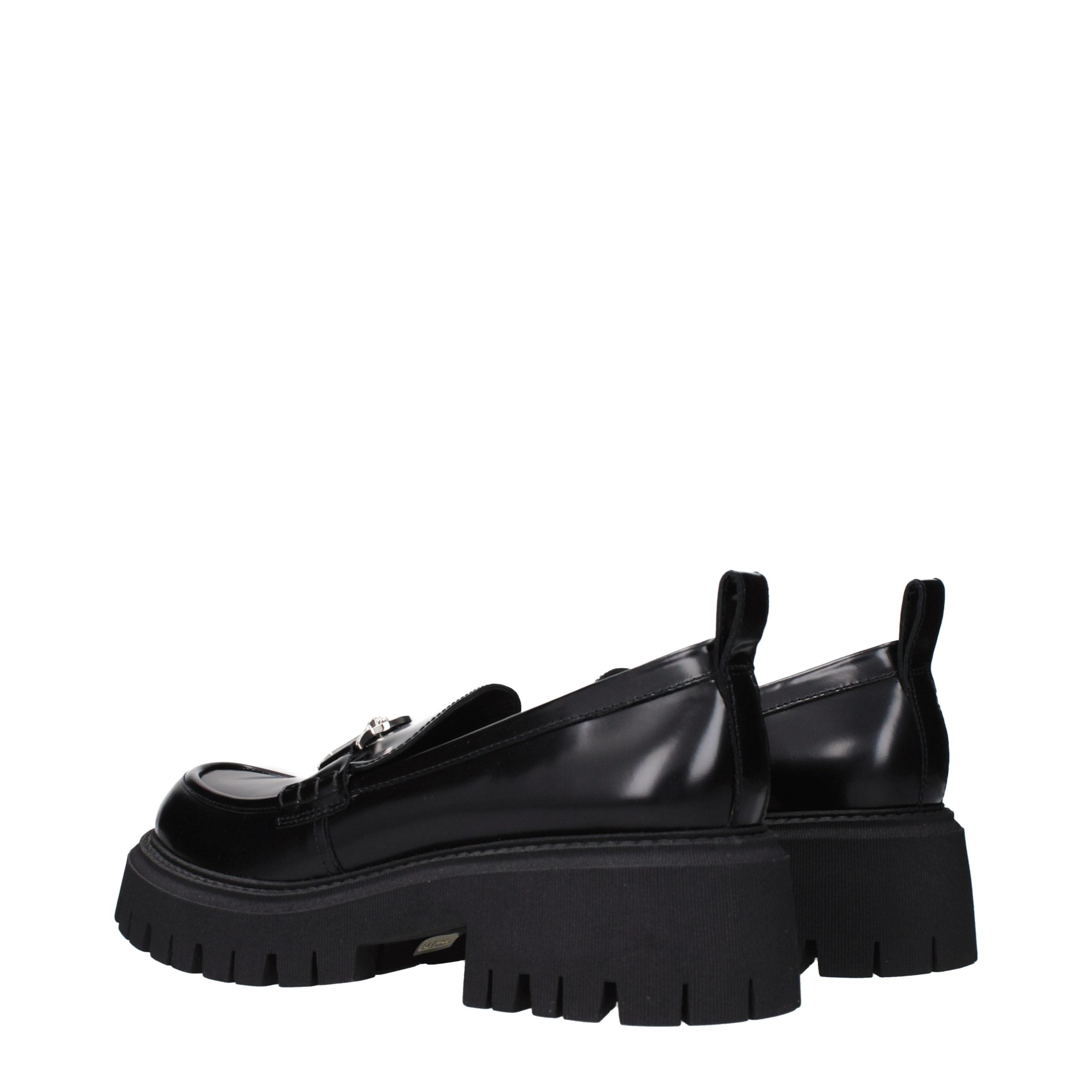 Versace Black Leather Platform Loafers