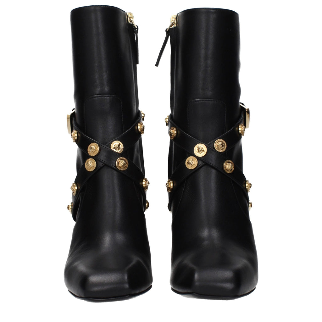 Versace Black Leather Ankle Boots