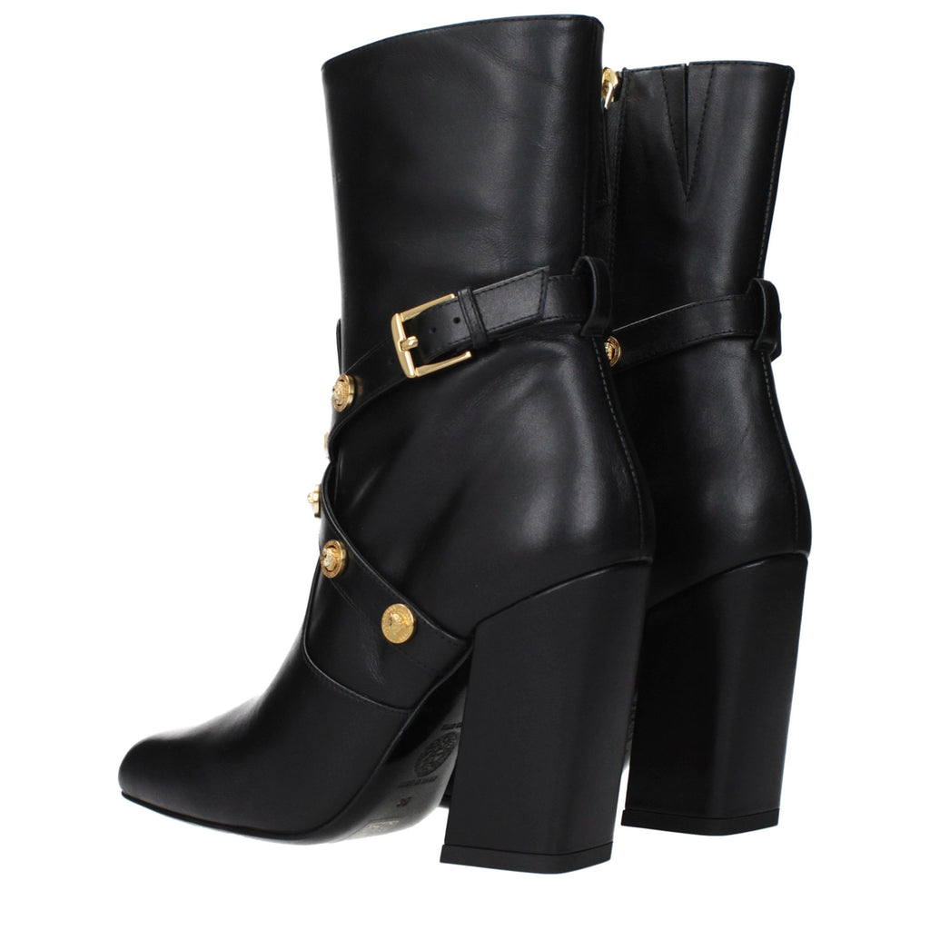 Versace Black Leather Ankle Boots