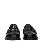 Versace Black Leather Slip-On Loafers