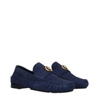 Versace Blue Leather Slip-On Loafers