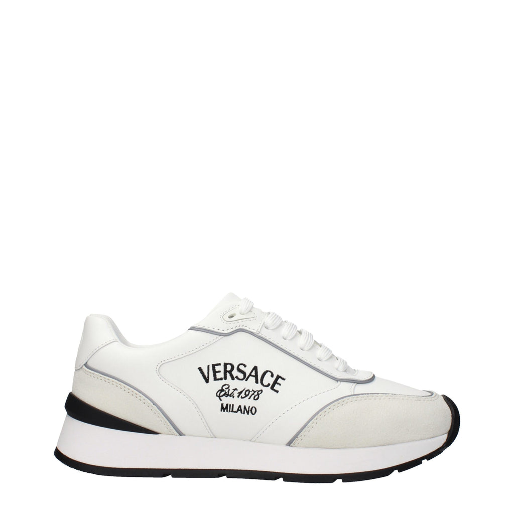 Versace White Leather Athletic Sneakers