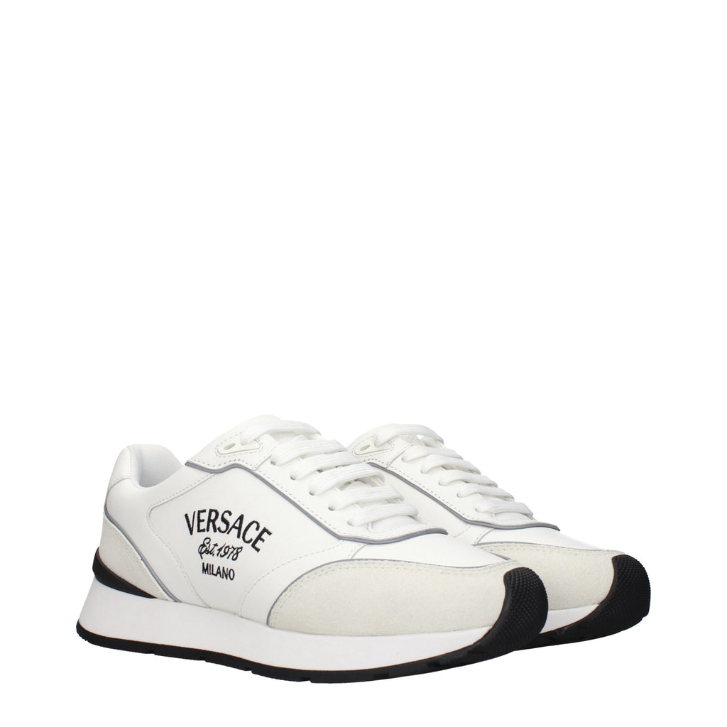 Versace White Leather Athletic Sneakers