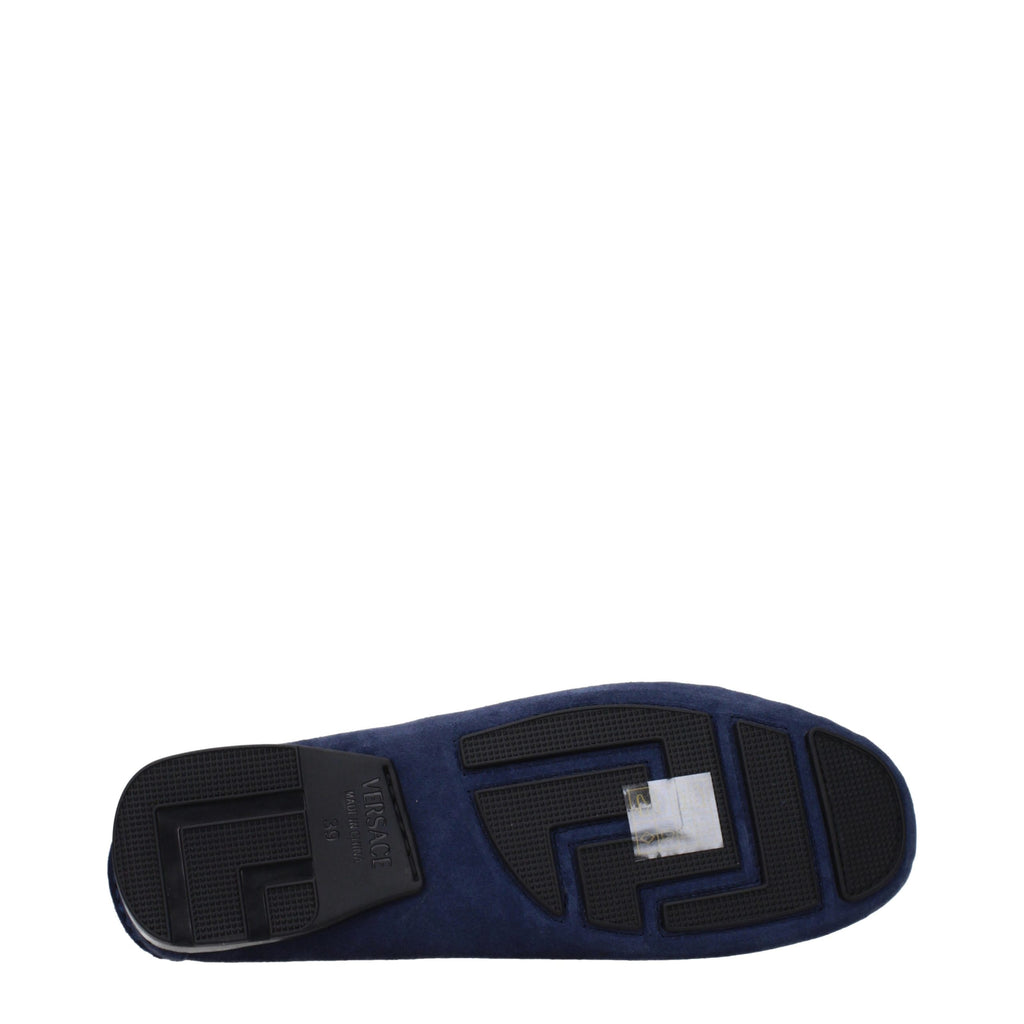 Versace Blue Leather Slip-On Loafers