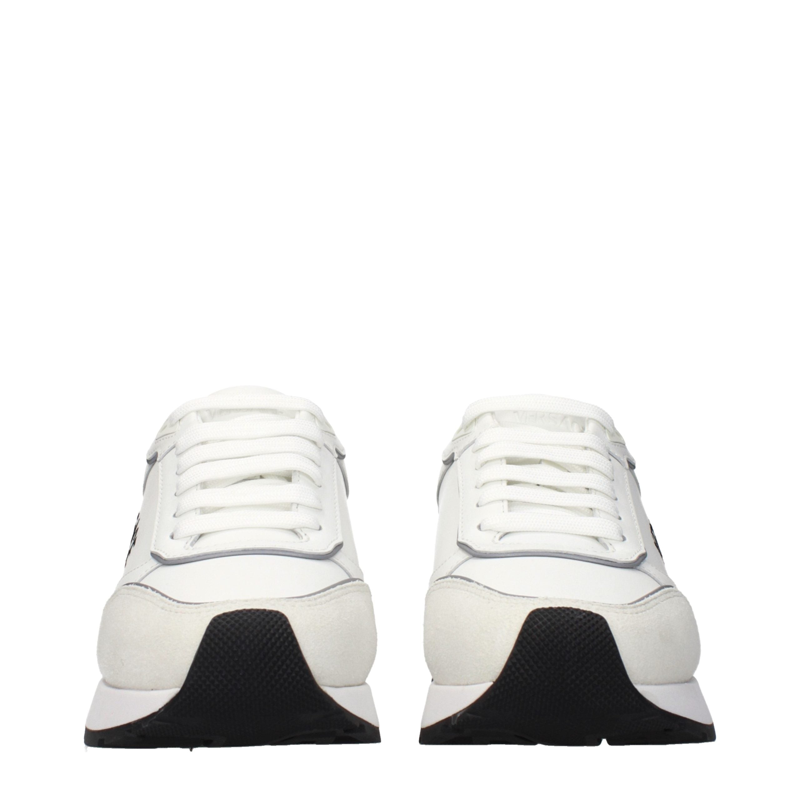 Versace White Leather Athletic Sneakers