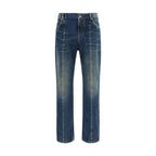 Versace Blue Cotton Straight-Leg Jeans