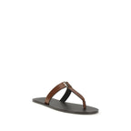 Saint Laurent Brown Calf Leather Bos Taurus Flip-Flop Sandals