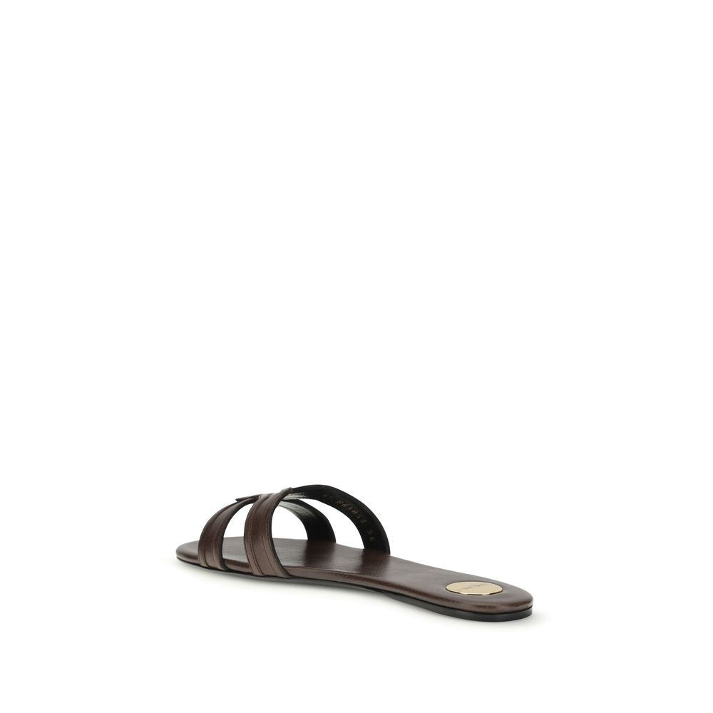 Saint Laurent Brown Calf Leather Bos Taurus Sandals