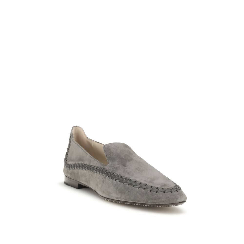 Giorgio Armani Gray Calf Leather Bos Taurus Slip-On Loafers