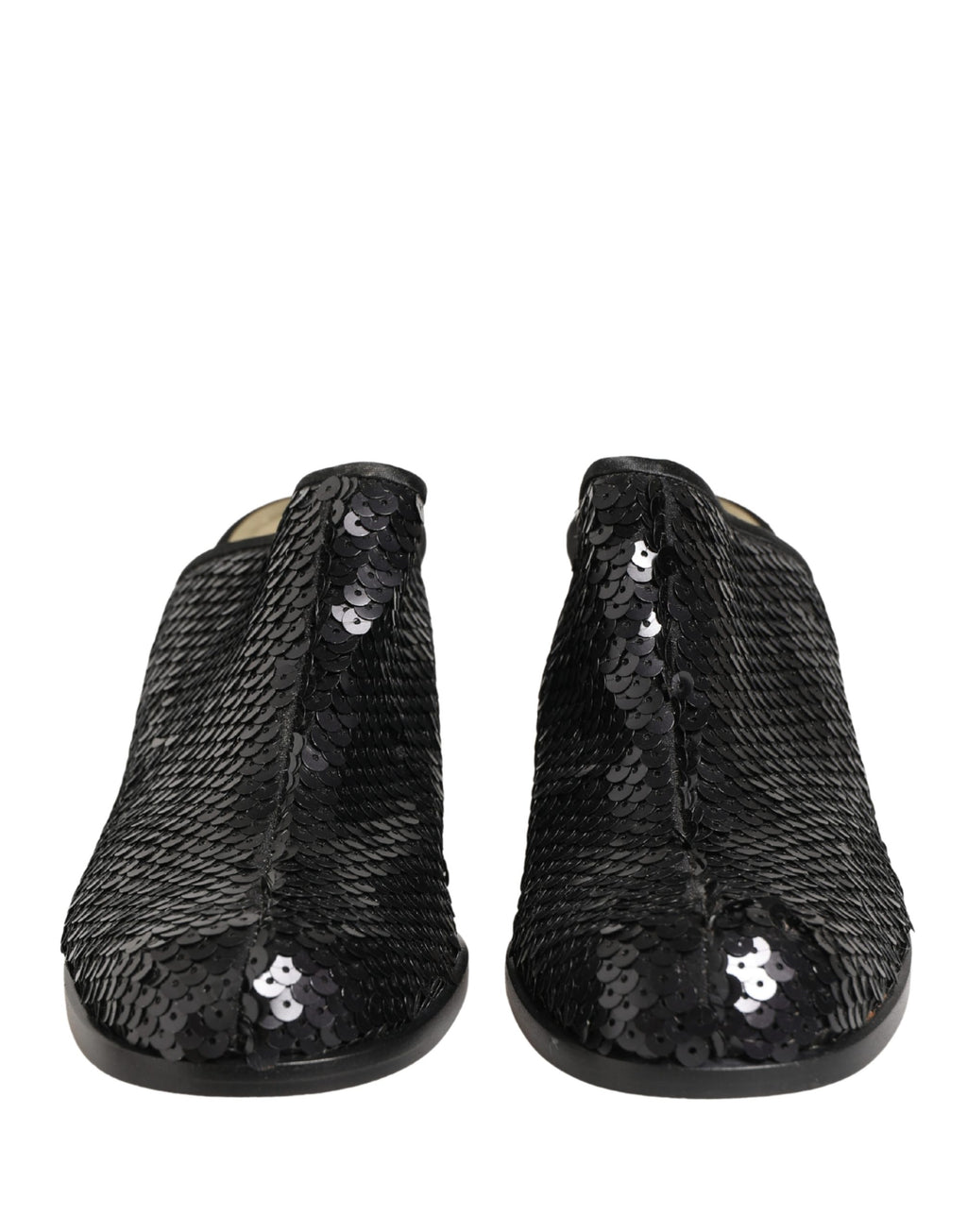 Dolce & Gabbana Black Sequined Mules Shoes