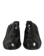 Dolce & Gabbana Black Sequined Mules Shoes