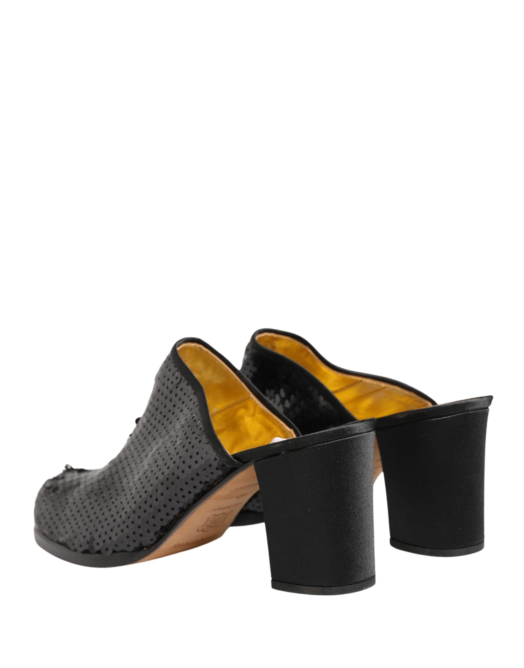 Dolce & Gabbana Black Sequined Mules Shoes