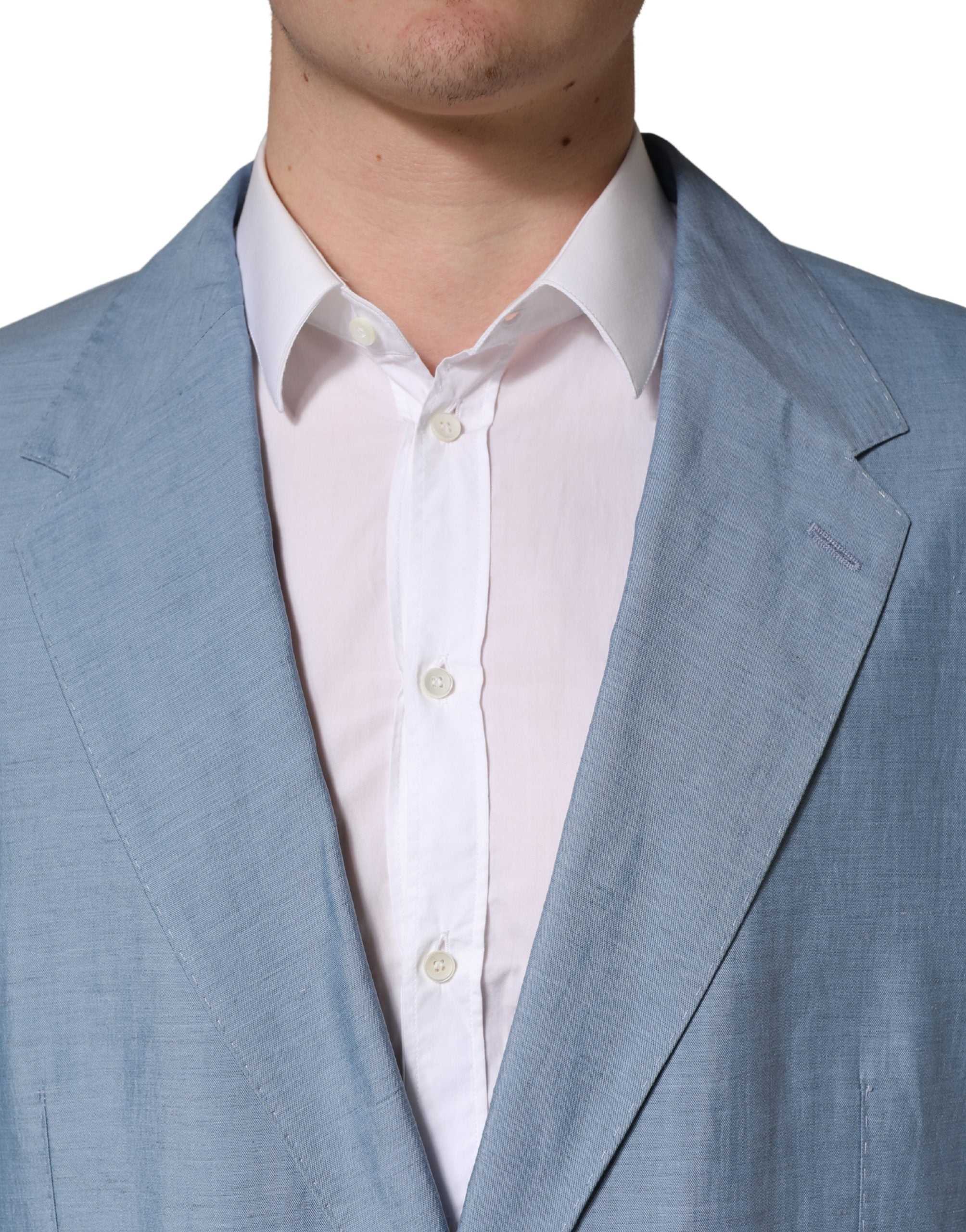 Dolce & Gabbana Light Blue Single Breasted Men Jacket Blazer