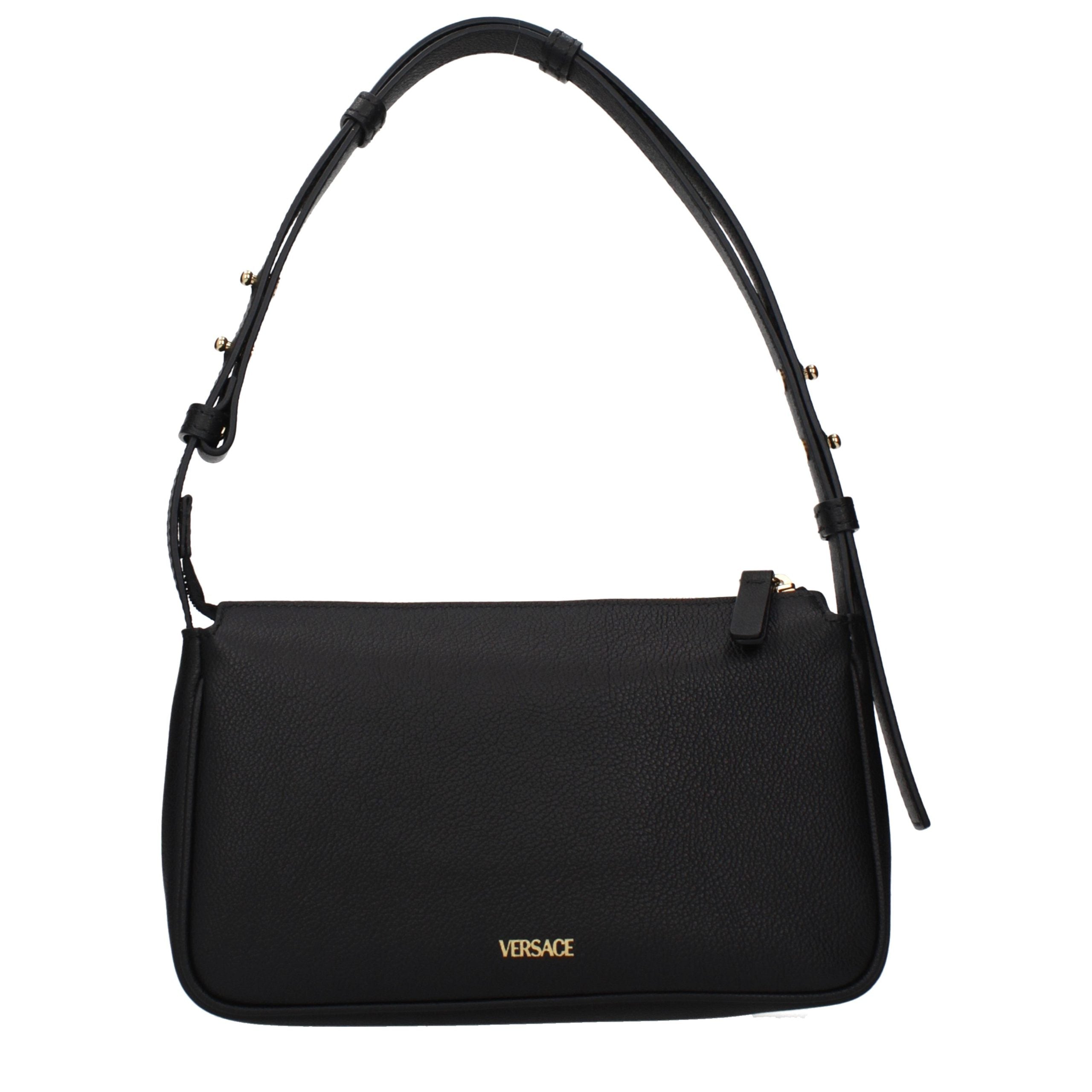 Versace Black Leather Shoulder Bag