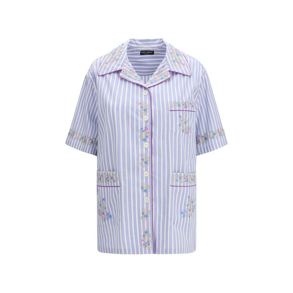 Dolce & Gabbana Blue Cotton Pattern Shirt