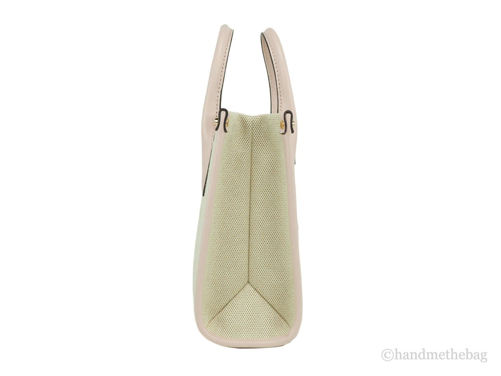 Michael Kors Mirella Small Powder Blush Canvas Shopper Crossbody Handbag Purse