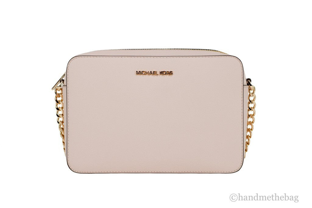 Michael Kors Adult Saffiano Leather East West Crossbody Handbag With 2 Slit Pockets, Blush