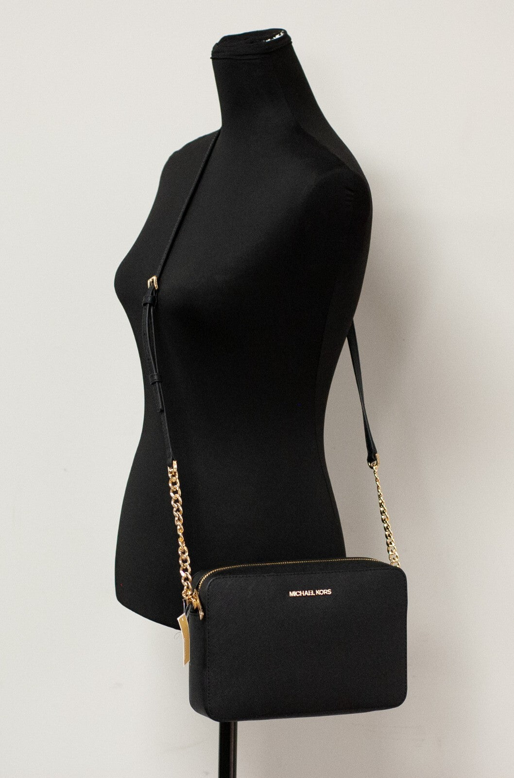 Michael Kors Women'S Top Zip Closure Saffiano Leather Crossbody Bag, Black