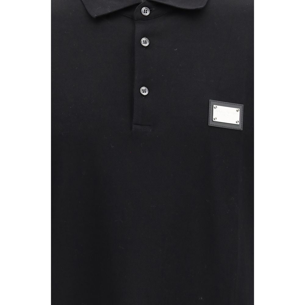 Dolce & Gabbana Black Cotton Polo Shirt