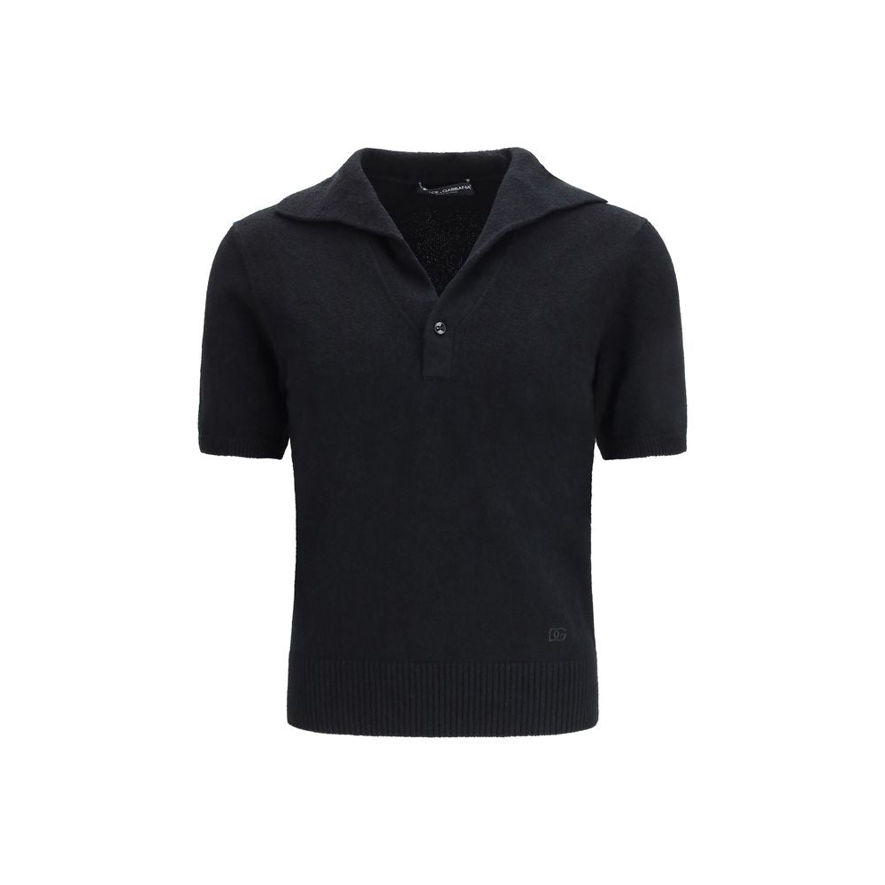 Dolce & Gabbana Black Cotton Polo Shirt