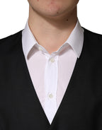 Dolce & Gabbana Black Wool Single Breasted Men Waistcoat Vest