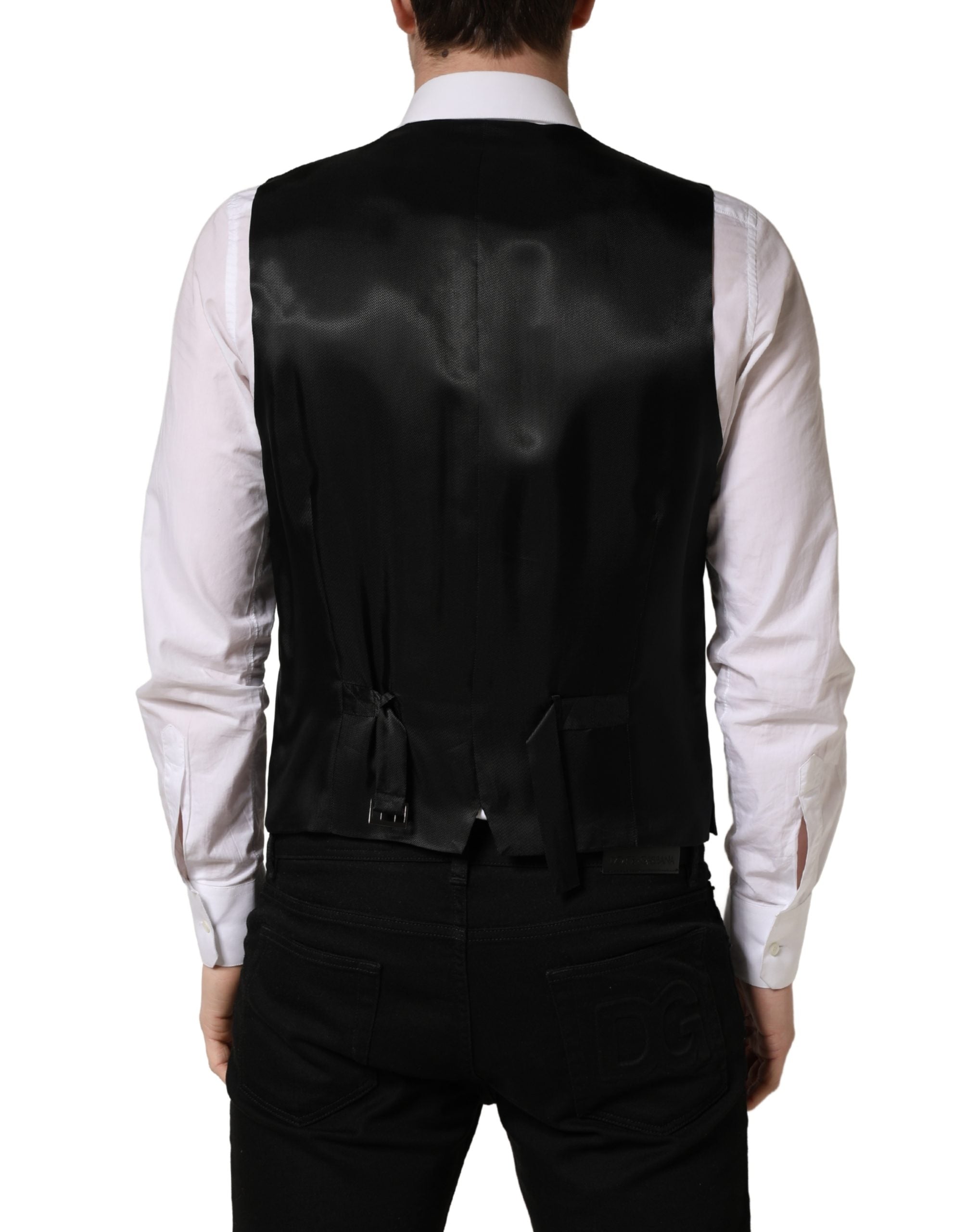 Dolce & Gabbana Dark Gray Single Breasted Men Waistcoat Vest