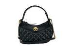 Versace Quilted Black Leather Half Moon Chain Crossbody Bag