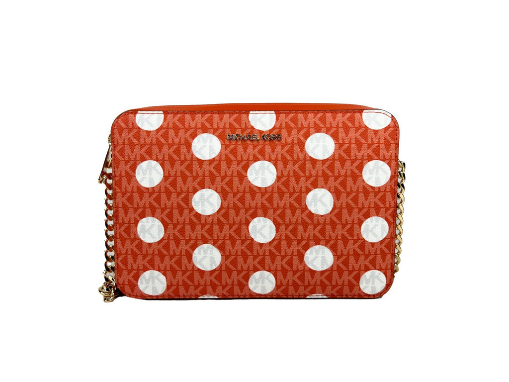 Michael Kors East West Leather Zip Chain Crossbody Bag