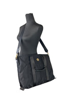 Versace Black Nylon Fabric La Medusa Shoulder Tote Bag