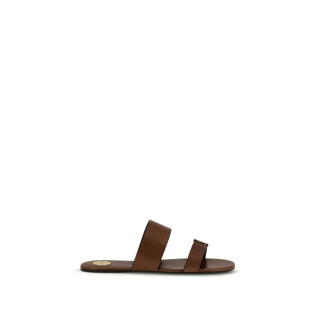 Saint Laurent Brown Calf Leather Bos Taurus Sandals