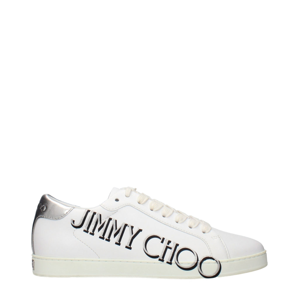 Jimmy Choo White Leather Low Top Sneakers