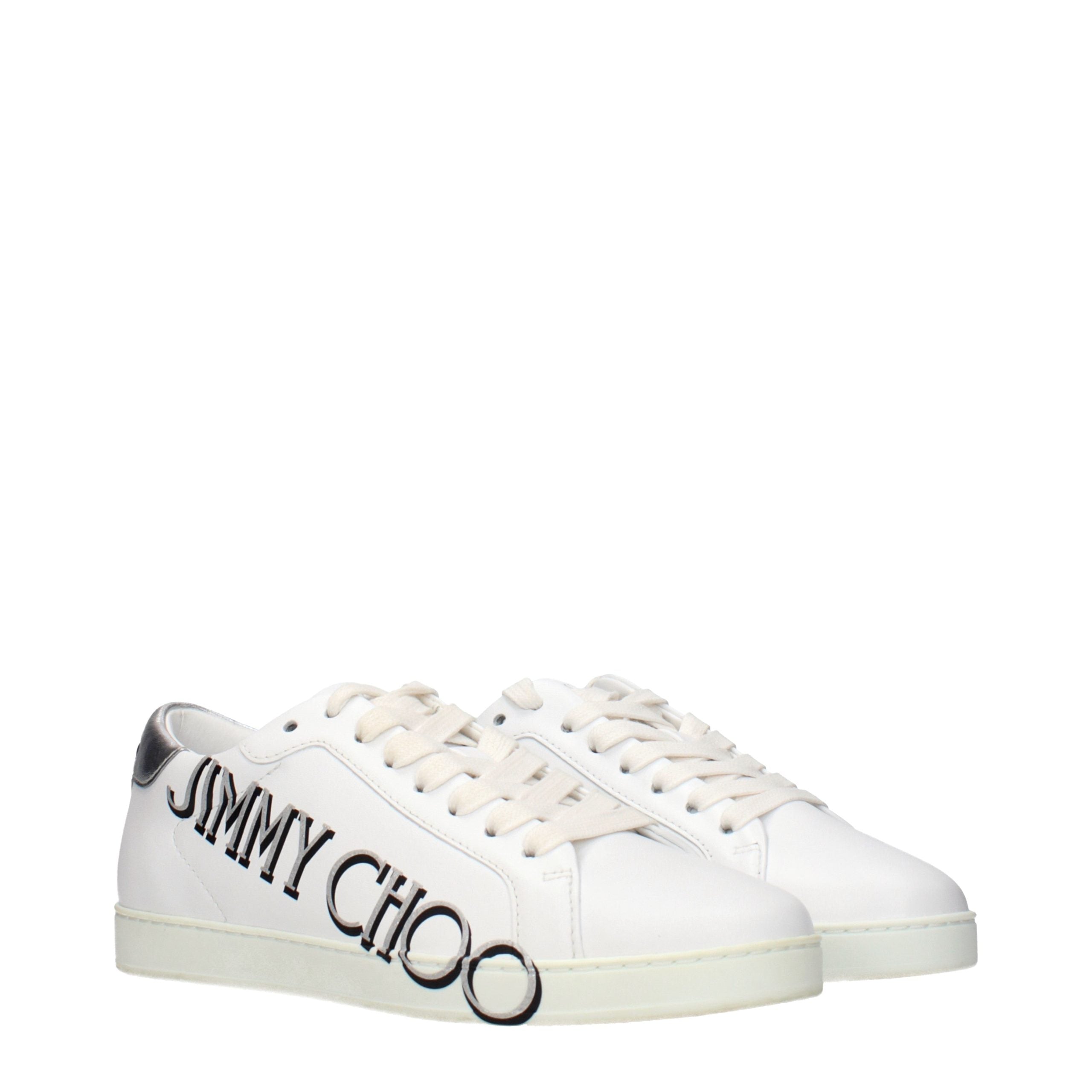 Jimmy Choo White Leather Low Top Sneakers