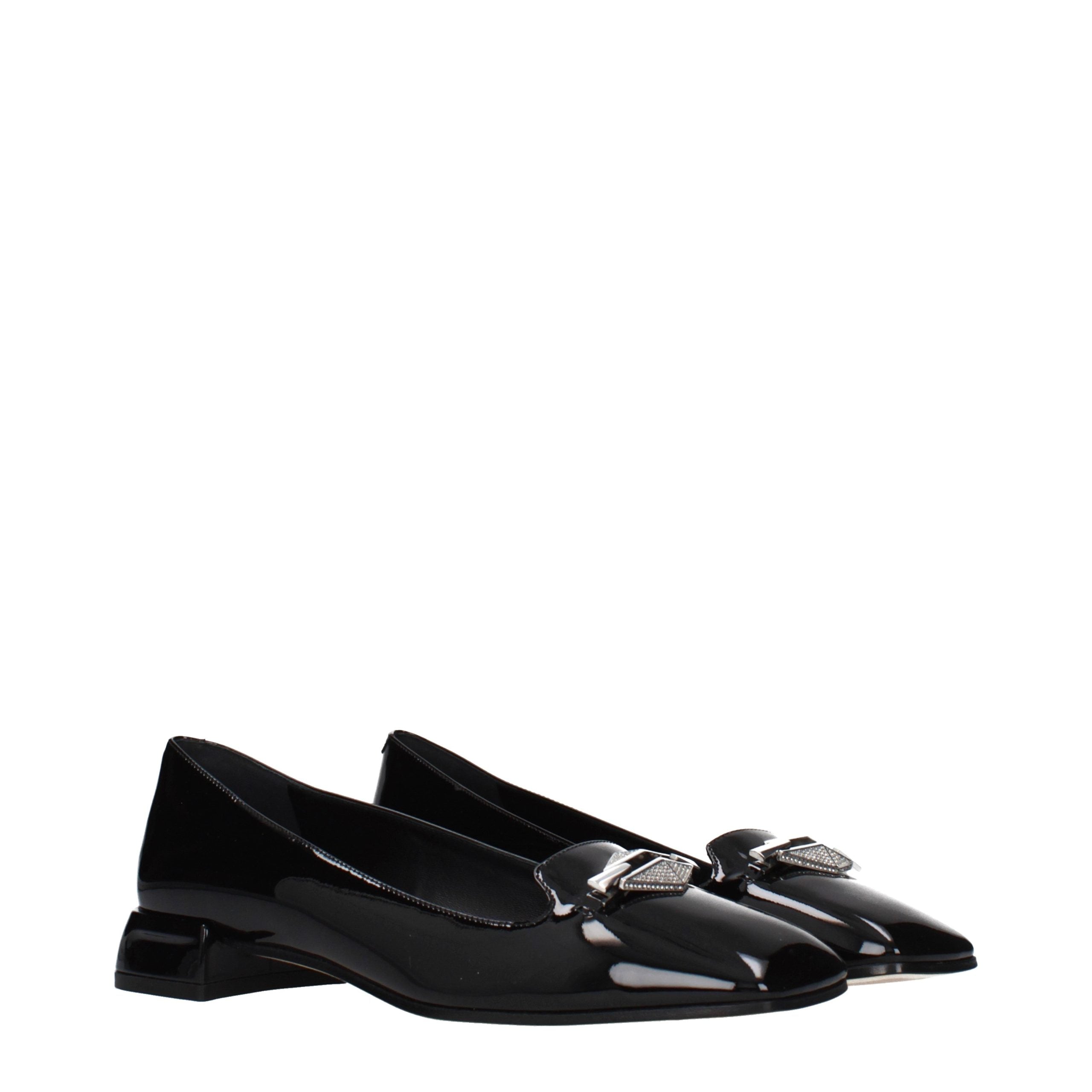 Jimmy Choo Black Leather Slip-On Loafers