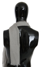 Costume National Gray Fringe Neck Wrap Cotton Scarf