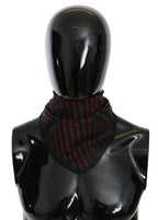 Costume National Black Orange 100% Silk Branded Scarf