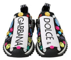 Dolce & Gabbana Black Multicolor Crystal Sneakers Shoes