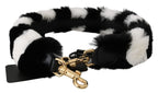 Dolce & Gabbana Black White Lapin Fur Accessory Shoulder Strap