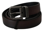 Dolce & Gabbana Solid Brown Leather Gray Buckle Belt