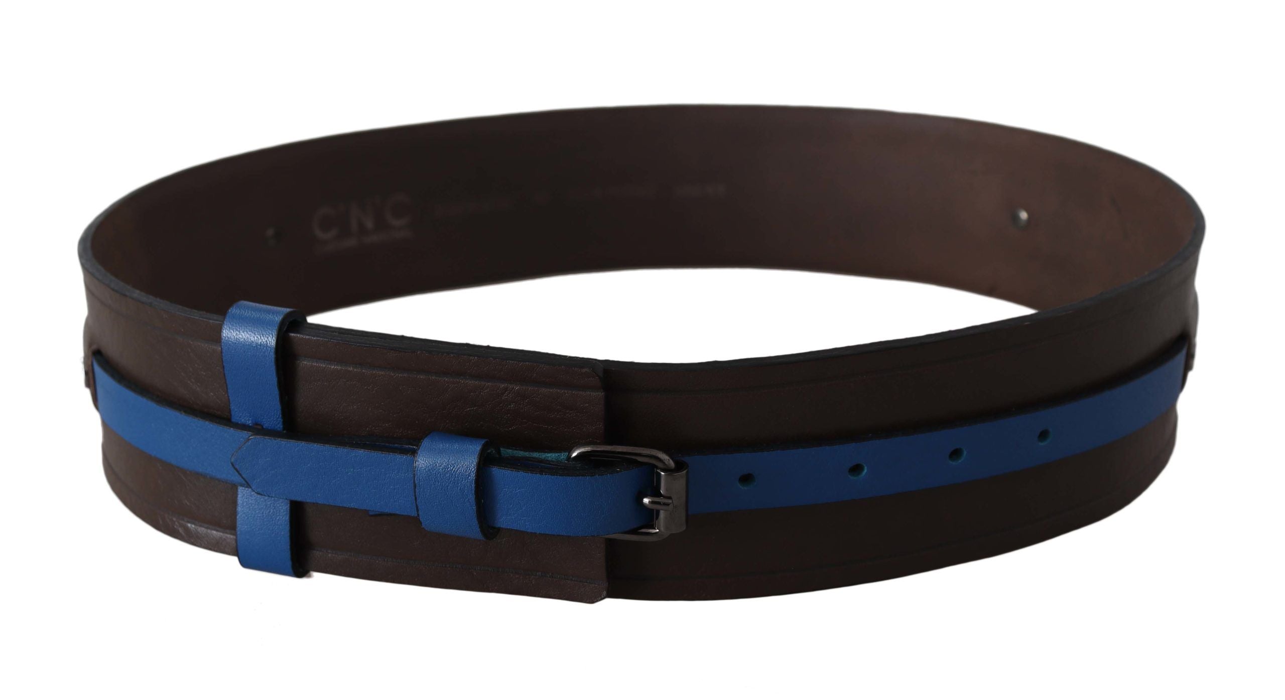 Costume National Brown Thin Blue Line Leather Buckle Belt