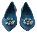 Dolce & Gabbana Blue Suede Crystals Loafers Flats Shoes
