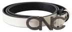 Costume National Belt Mettalic Gray Leather Logo Belt